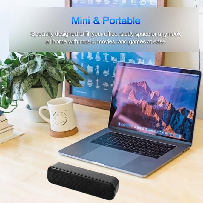 USB-aangedreven soundbar Desktop-luidspreker Bekabelde computer-soundbox voor tv Desktop Laptop Computer zwart