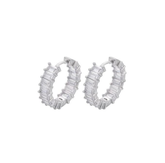 Jobo By JET - oorbellen zilver met witte diamanten - 1 paar