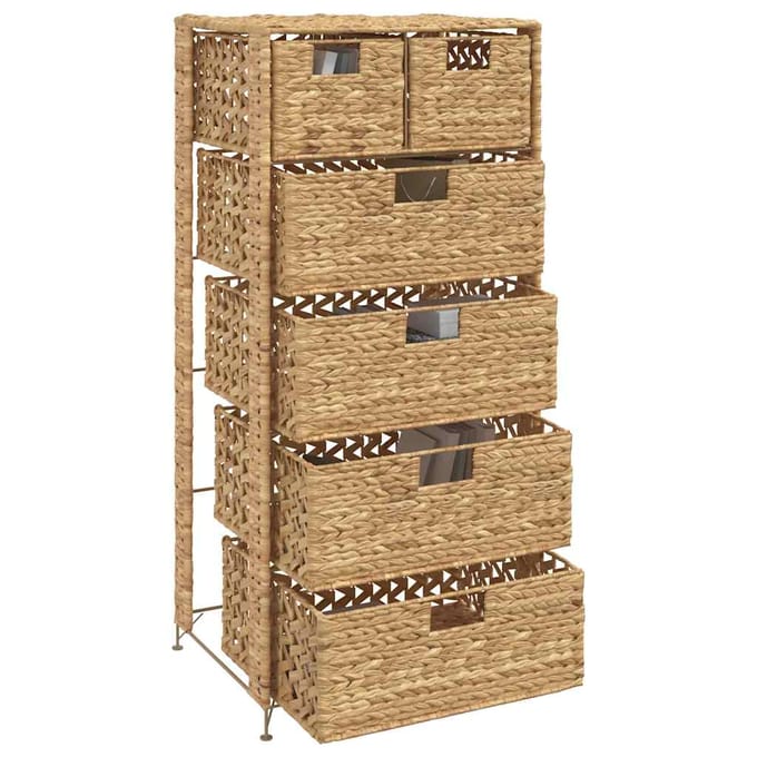 vidaXL - Opbergset - met - 6 - manden - 47x37x100 - cm - waterhyacint