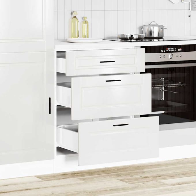 vidaXL - Onderkast - "Porto" - Hoogglans - Wit - Bewerkt - Hout