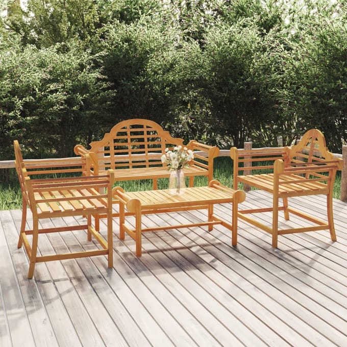 vidaXL - 4-delige - Loungeset - massief - teakhout