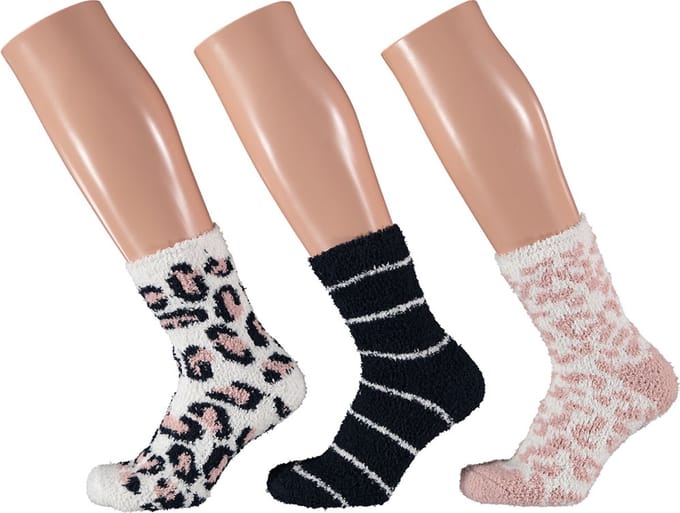 Apollo Dames Bedsokken Leopard Roze One Size 3 paar