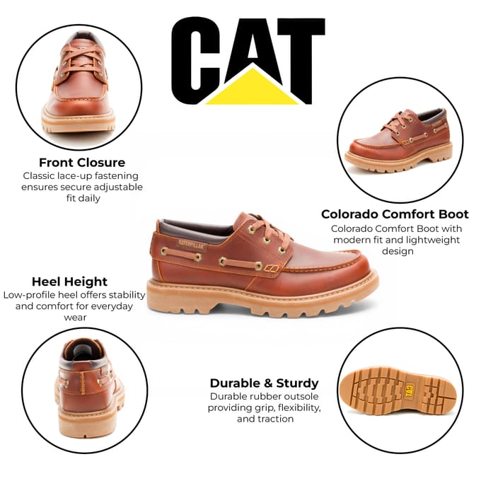 CAT (Caterpillar) Heren Donkerbruine Leren Lage Laarzen - Colorado Bootlaarzen
