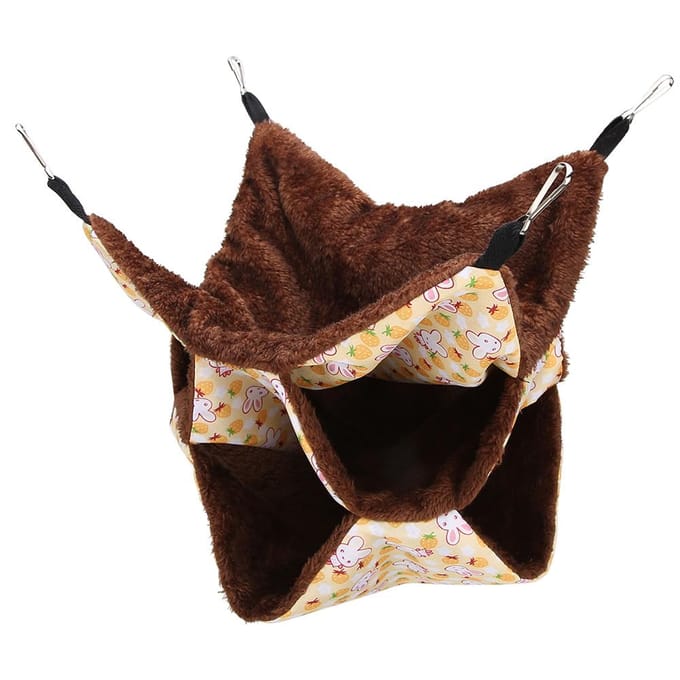 Hamac Chaud à Trois Couches pour Petits Animaux de Compagnie Lit Suspendu Sac de Couchage pour Hamster Planeur de Sucre jaune