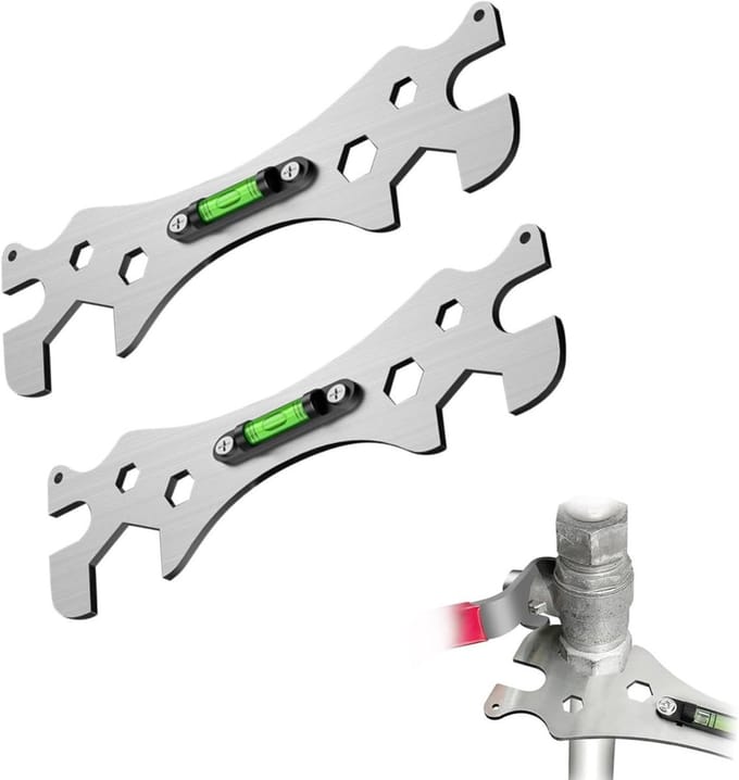 Douchesleutel Set - Hoeksleutel Verstelbaar - Badkamer Reparatie - Multifunctioneel Gebogen Ontwerp - 2 Stuks - Zilver