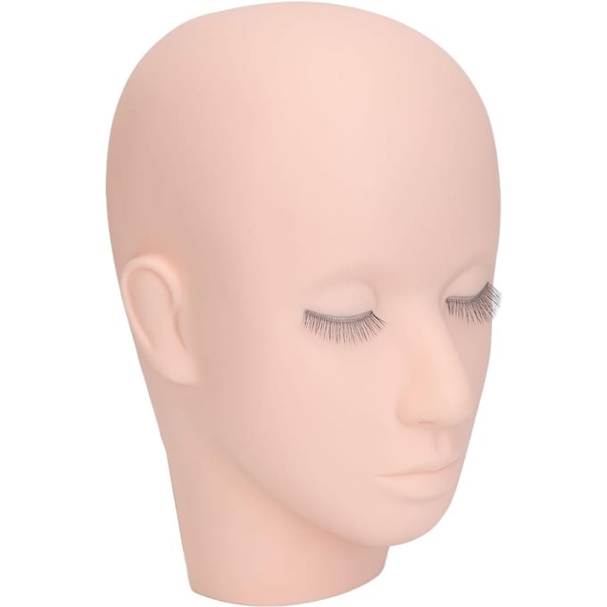 Wimper Mannequin Hoofd 3 Lagen Hoge Dichtheid Wimperextensions Make-up Oefenhoofd Ingebed Gelaagd beige