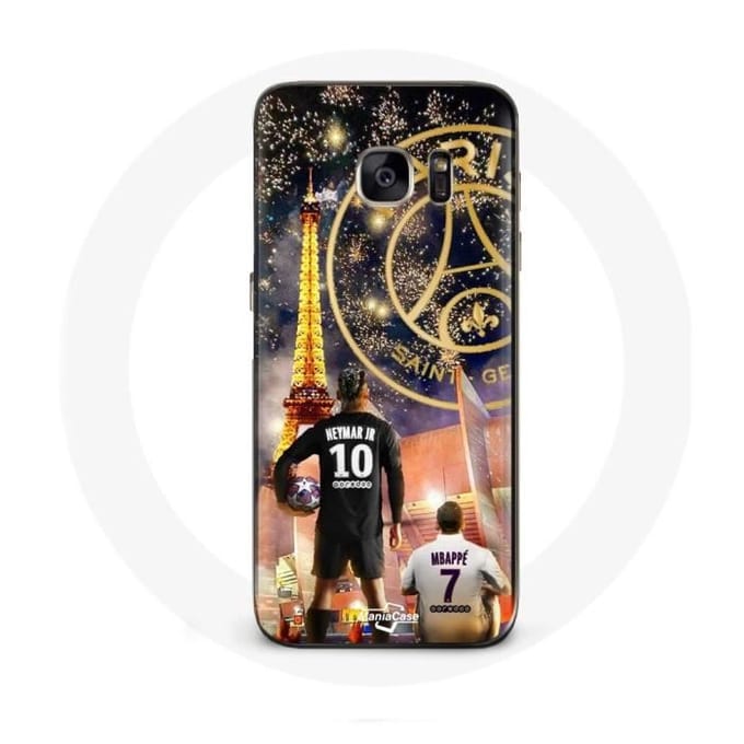 Coque pour Samsung Galaxy S7 Edge PSG Neymar et Mbappé Joyeux noël