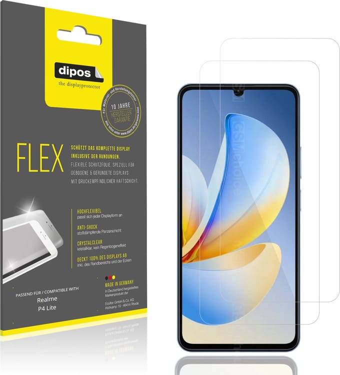 dipos – 2x Beschermfolie geschikt voor Realme P4 Lite | 3D Full Cover Screenprotector | 100% Passend