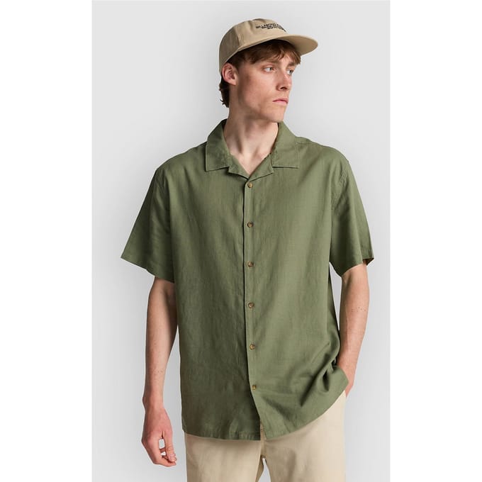 Billabong Vacay Linen Overhemd Met Korte Mouwen Groen M Man