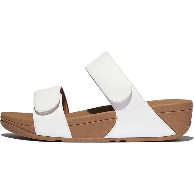 FitFlop Lulu Adjustable Leather Slides Dames Slippers - Urban Wit