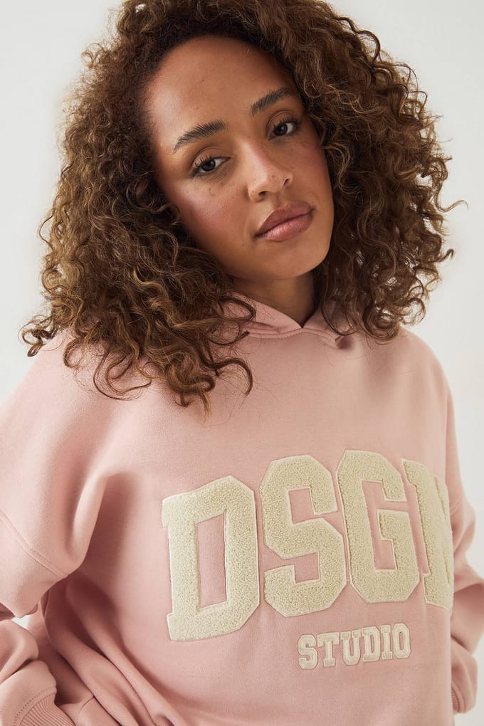 Dames DSGN Studio Badstof Applique Oversized Hoodie | Light Pink | Maat: Medium