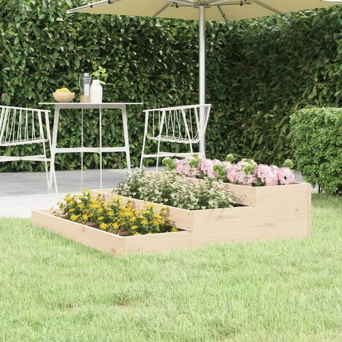 vidaXL - Plantenbak - 107x107x27 - cm - massief - grenenhout