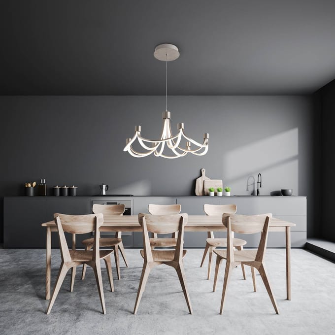 Näve LED hanglamp Festos, nikkel mat, dimbaar
