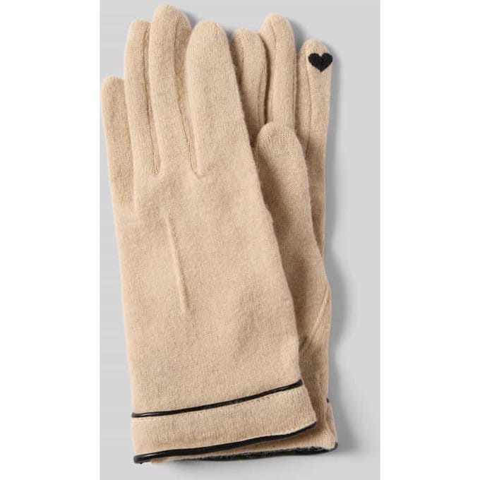 Walkhandschoen van zuivere scheerwol model 'Leather Piping Touch'