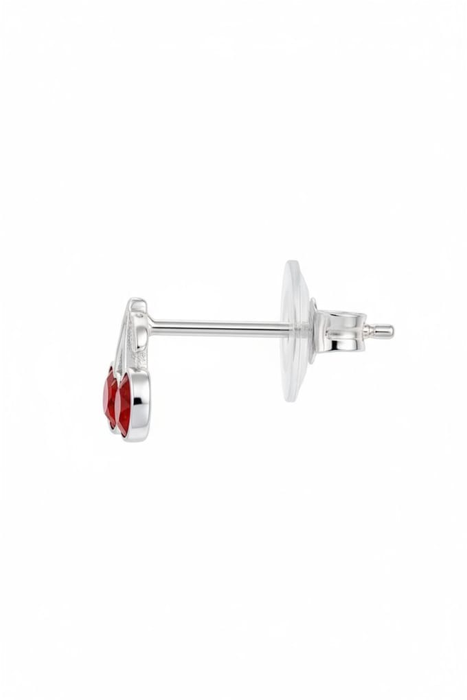 Premium Kinder-Oorbellen Silber-Kirsche mit Kristall