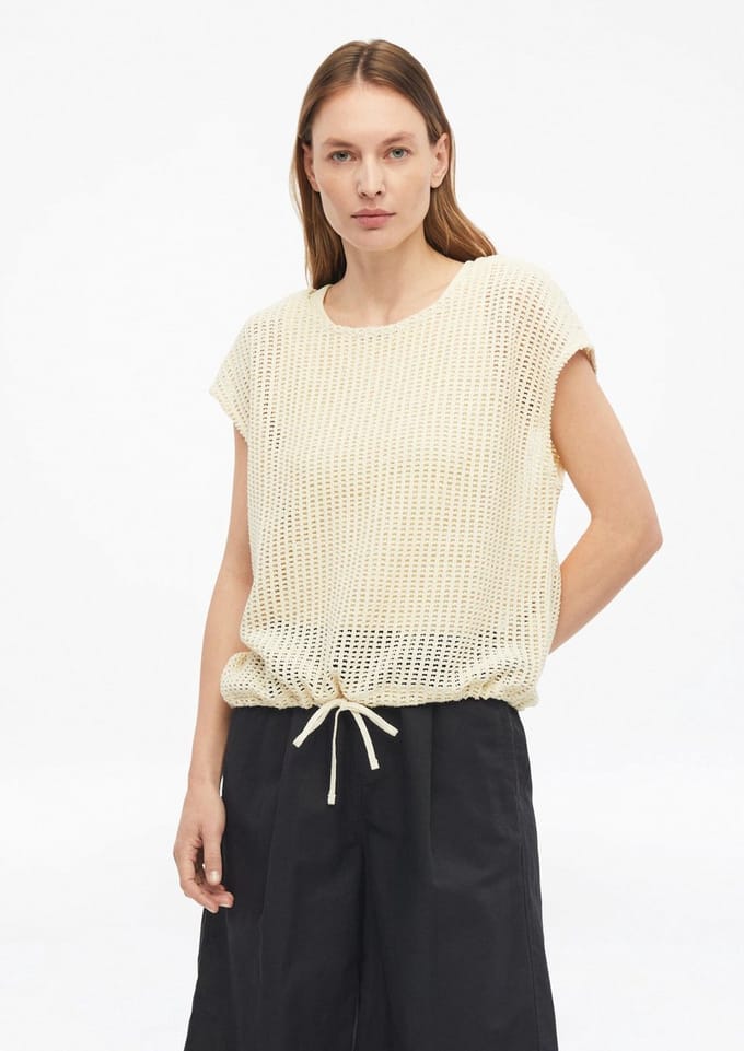 relaxed fit T-shirt van gehaakt kant