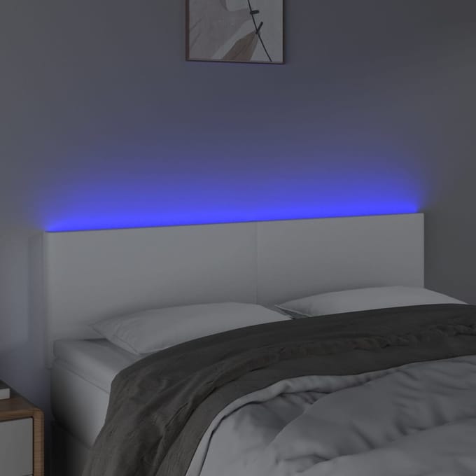vidaXL - Hoofdbord - LED - 144x5x78/88 - cm - kunstleer - wit