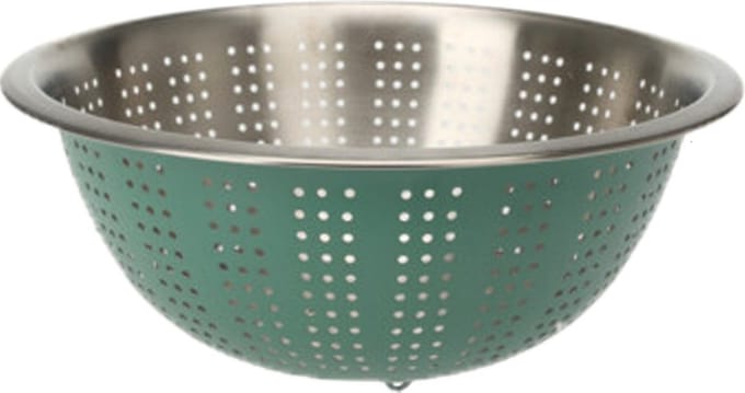 Excellent Houseware RVS keuken vergiet/zeef - afgieten etenswaren - groen - 27 x 12.5 cm