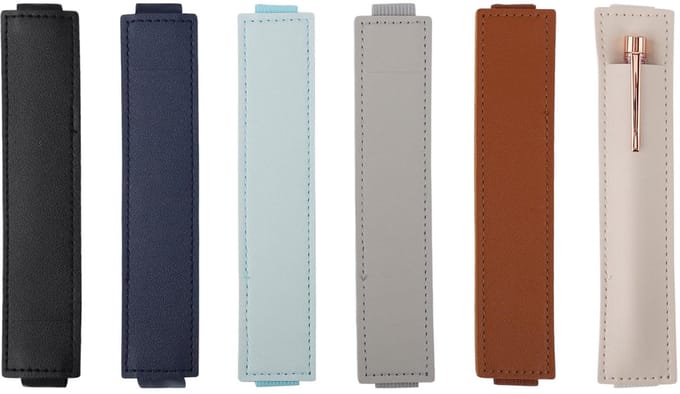 MTTproducts- Pennenhouder 6 Stuks - Elastische Band - PU Lederen Etui - Notebook/Planner Houder - Verstelbaar - 6 Kleuren - Notebookhouder