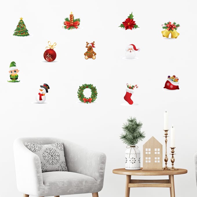 Kerststickers, kerstversieringen - zelfklevende kerststickers - feestdecoraties - 70x85cm