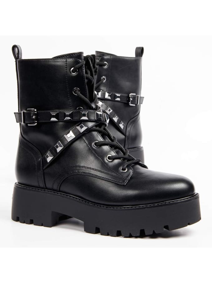 Guess Vaida Dames Veterboots/Laarzen - Zwart - Leder - Maat 36