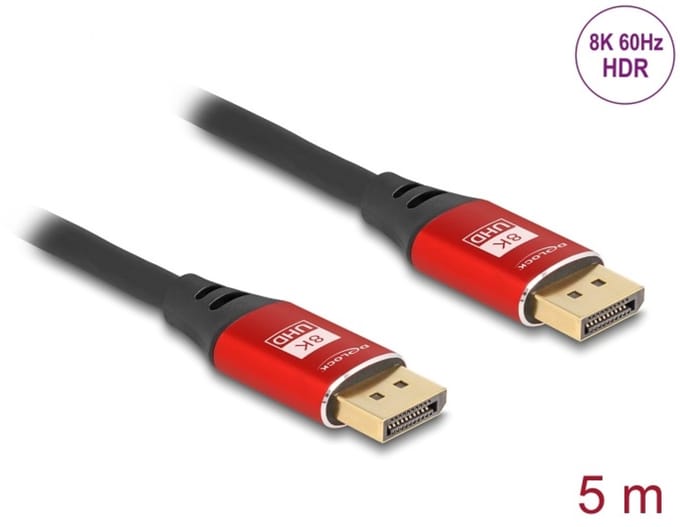 Delock DisplayPort Cable 8K 60 Hz 5 m red metal