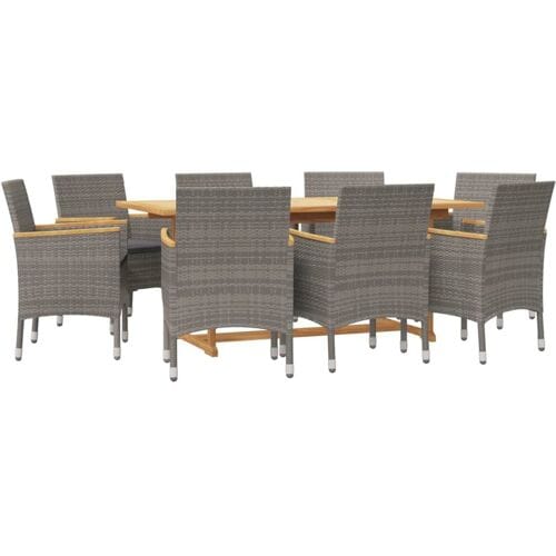 vidaXL - 9-delige - Tuinset - met - kussens - grijs