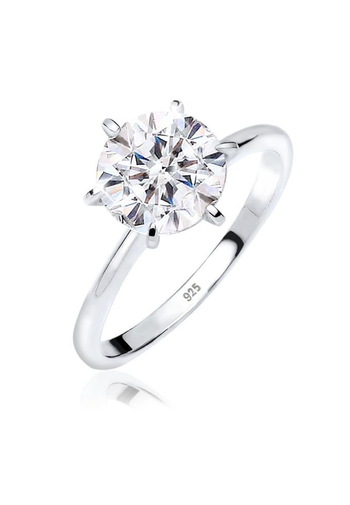 Elli Dames Ring Dames Verlovingsring met Kristallen in 925 Sterling Zilver