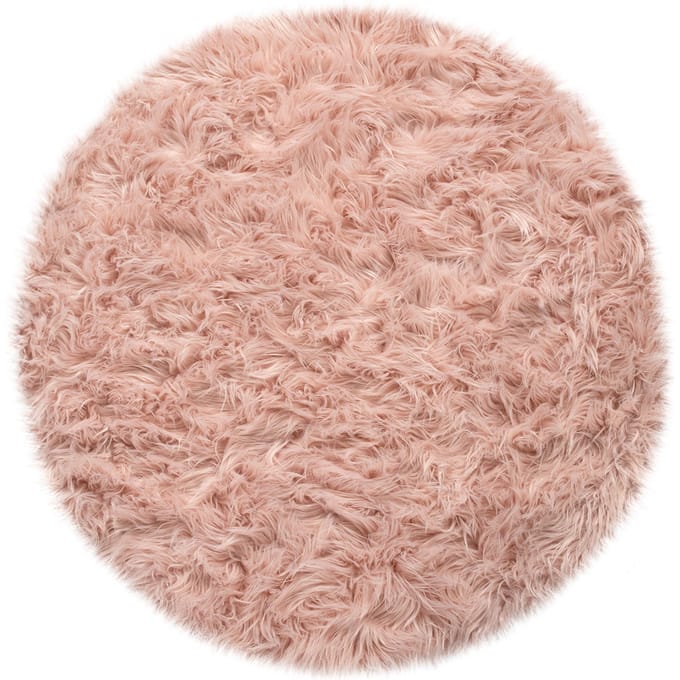 Hoogpolig tapijt Playara roze 60 cm rond