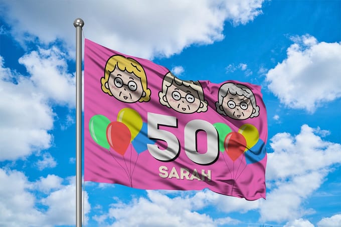 Sarah 50 Jaar Verjaardagsvlag Versiering- 150x100cm