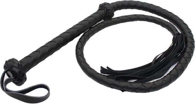 Gevlochten single tail zweep kunstleer - 150 cm - zwart