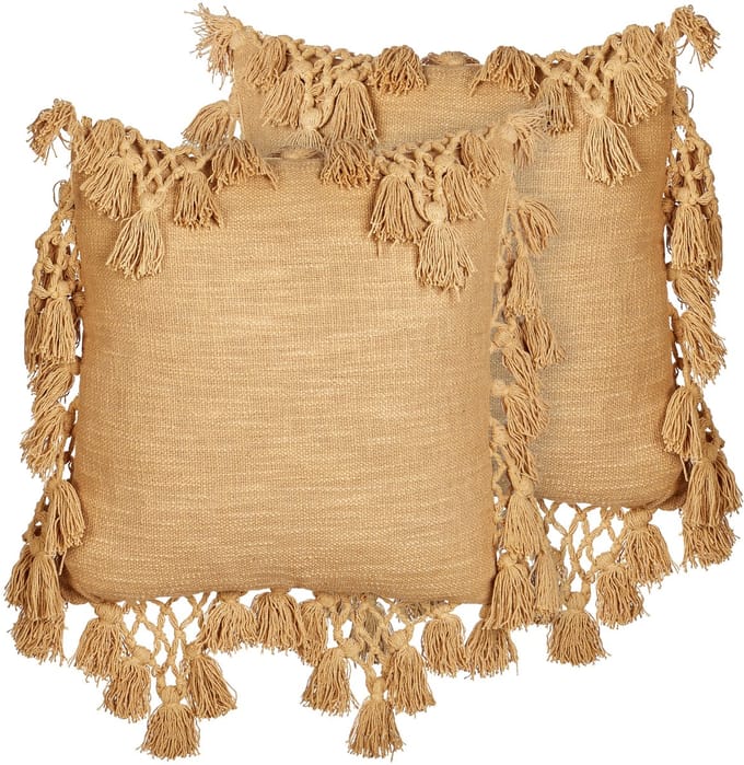 OLEARIA - Sierkussen set van 2 - Zandbeige - 45 x 45 cm - Katoen
