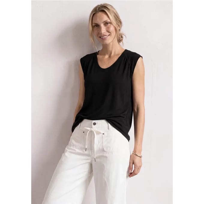 Shirt met afhangende schouders en elastische zoom