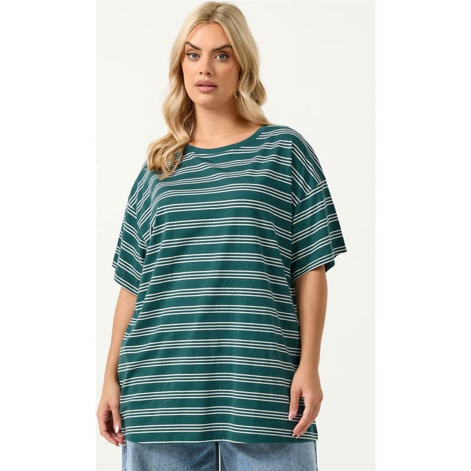 Yours Groen Gestreept Relaxed Tshirt Size 42