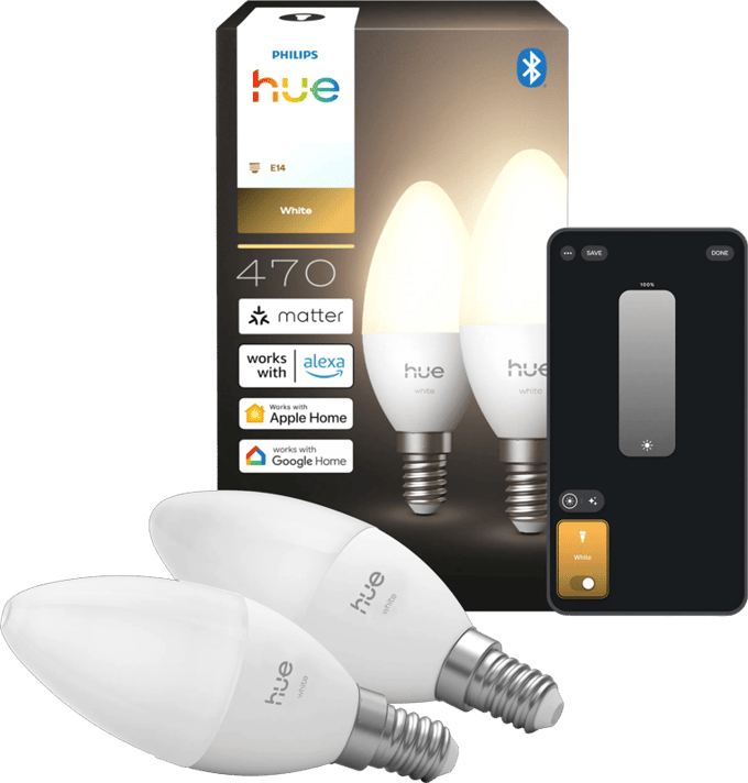 Philips Hue Hue LED-lamp (2 stuks) 8721103099662 Energielabel: E (A - G) 2er-Pack E14 0.2 W Warmwit