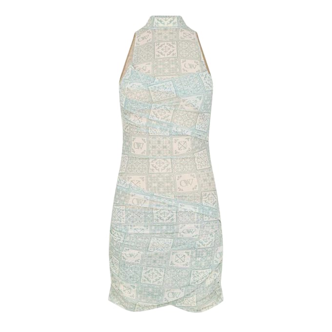 Off White Dames Tulle Hoge Kraag Slip Dress (Blauw/Wit)