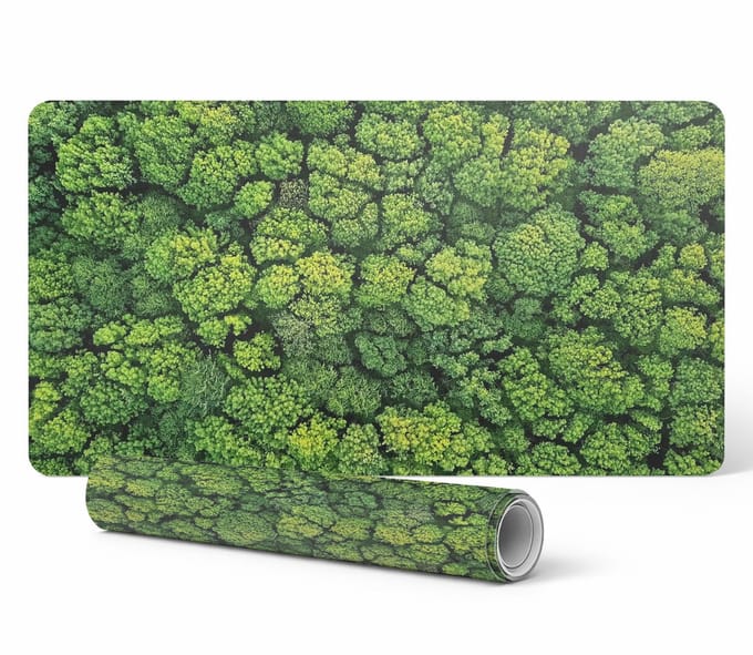 Vinyl bureauonderlegger met stijlvolle mozaïekprint van bosbomen, 100x50 cm