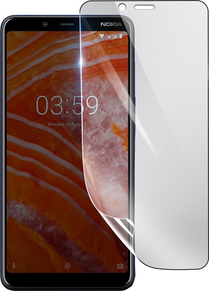 3mk, Geschikt voor Nokia 3.1 Plus, Schokbestendige Hydrogel Screenprotector, Transparant