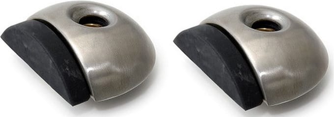 Dulimex Deurstopper/deurbuffer - 2x - D46mm - inclusief schroeven - RVS - zilver - vloermontage
