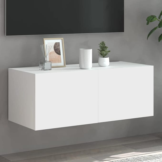 vidaXL - Tv-wandmeubel - met - LED-verlichting - 80x35x31 - cm - wit