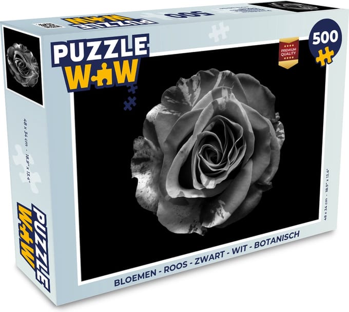 Puzzel Bloemen - Roos - Zwart - Wit - Botanisch - Legpuzzel - Puzzel 500 stukjes