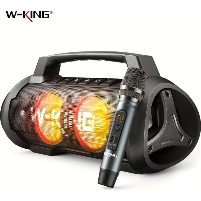 W-KING 70W RMS Bluetooth draagbare luidspreker, luidspreker Draadloos luid IPX6 waterdichte Bluetooth-luidsprekers met subwoofer/basboost zwart