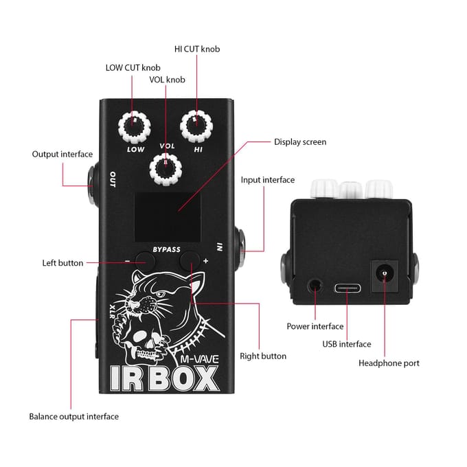 M-VAVE Gitaar IR Box Effectpedaal met IR-cabinet Impulsresponskasten Luidsprekersimulator XLR zwart