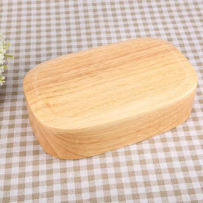 Houten Lunchbox Voedselopbergcontainer School Picknick Vierkante Bento Box beige