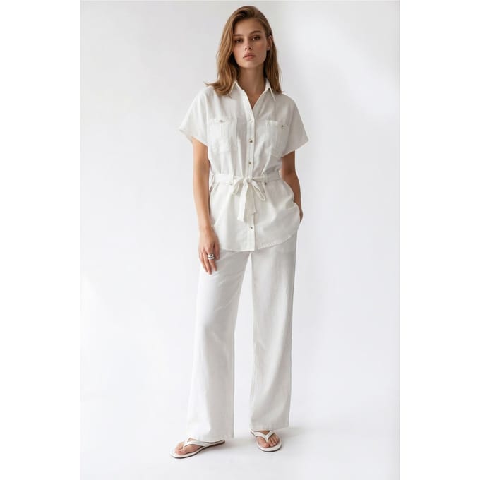 Katoenen Overhemd En Wijde Pantalon Set