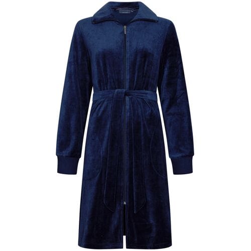 Badjas Pastunette Flow - Blauw - Velour - Rits - Maat S