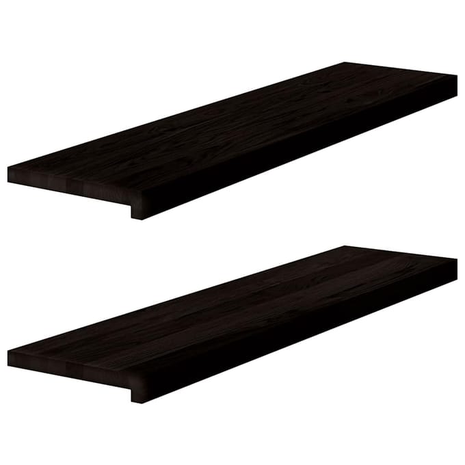 vidaXL - Traptreden - 2 - st - 100x30x2 - cm - massief - eikenhout - bruin-zwart