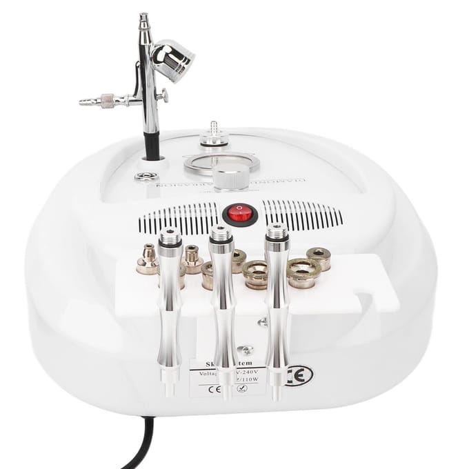 Machine de Microdermabrasion Diamant Extraction de Points Noirs Exfoliation Hydratation avec 9 Embouts de Rechange AU Plug white