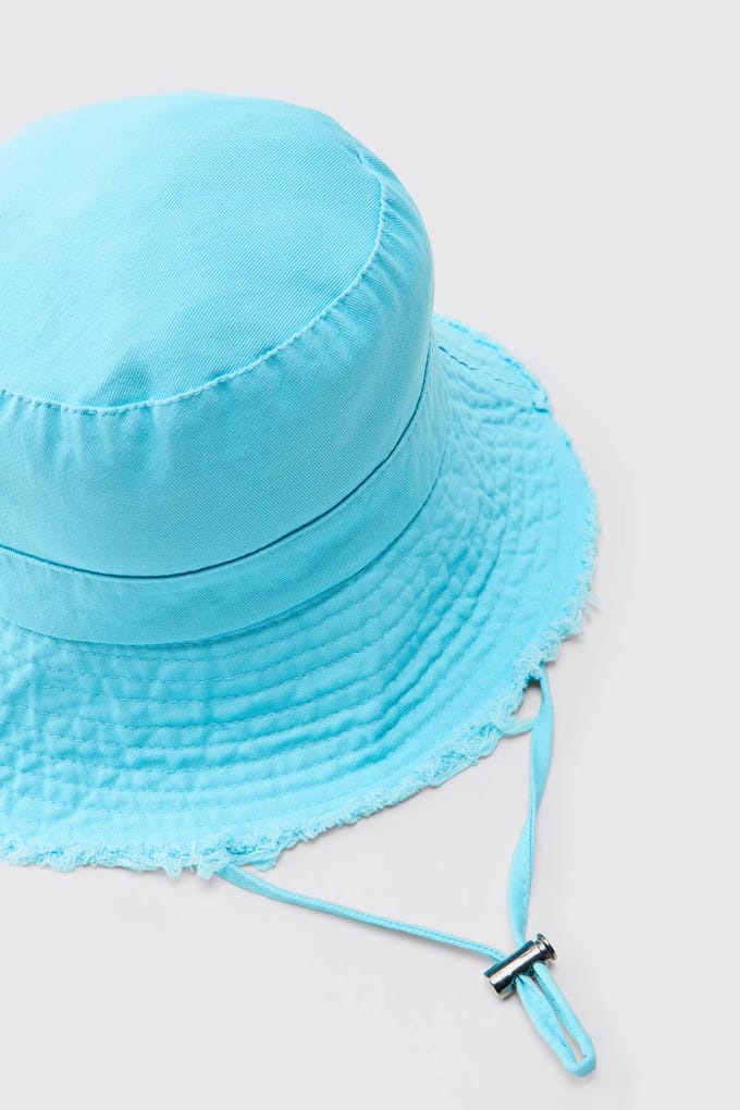 Bucket Hat With Drawstring | Blue