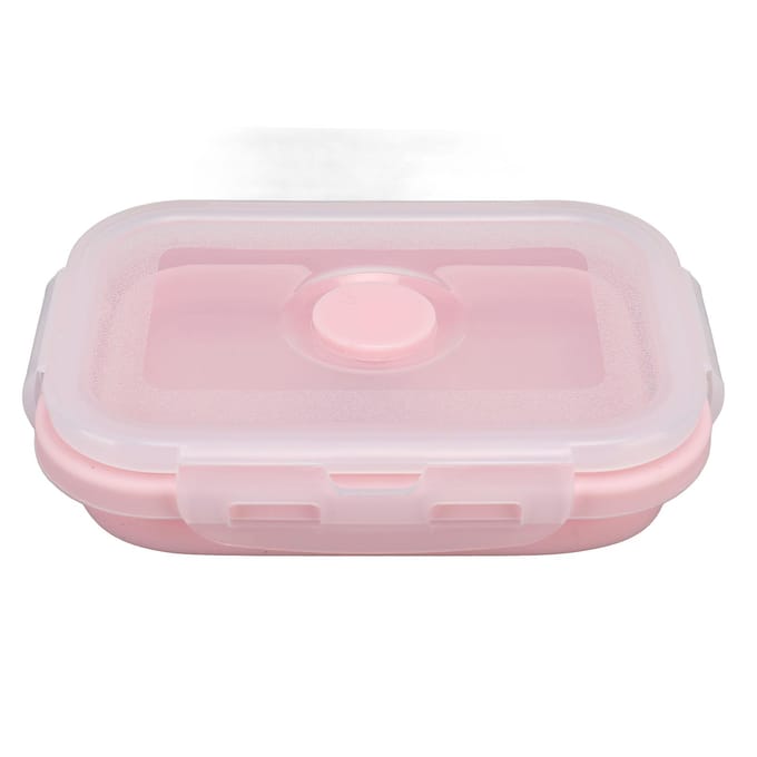 Opvouwbare Siliconen Voedselbewaarcontainer Hittebestendig Magnetronbestendig Lunchbox 500ml white